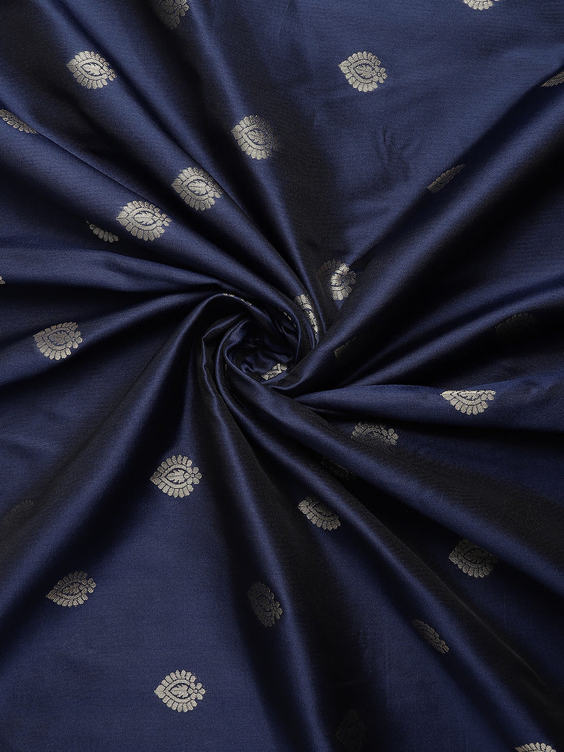 Blue Color Banarasi Lichi Soft Silk Weaving With Gold Jari Butti (Arpita-Blue-sd_at)