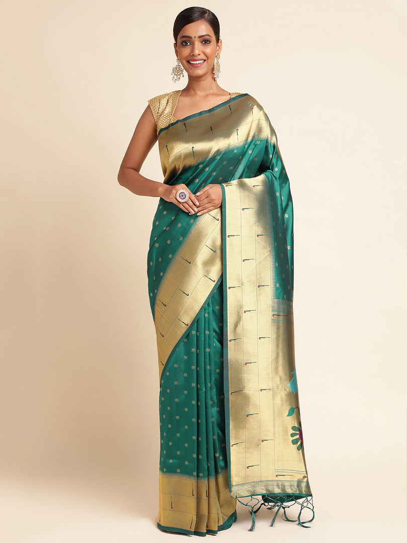 Green Color Banarasi Lichi Silk Saree (Tanvi-Green-sd_at)