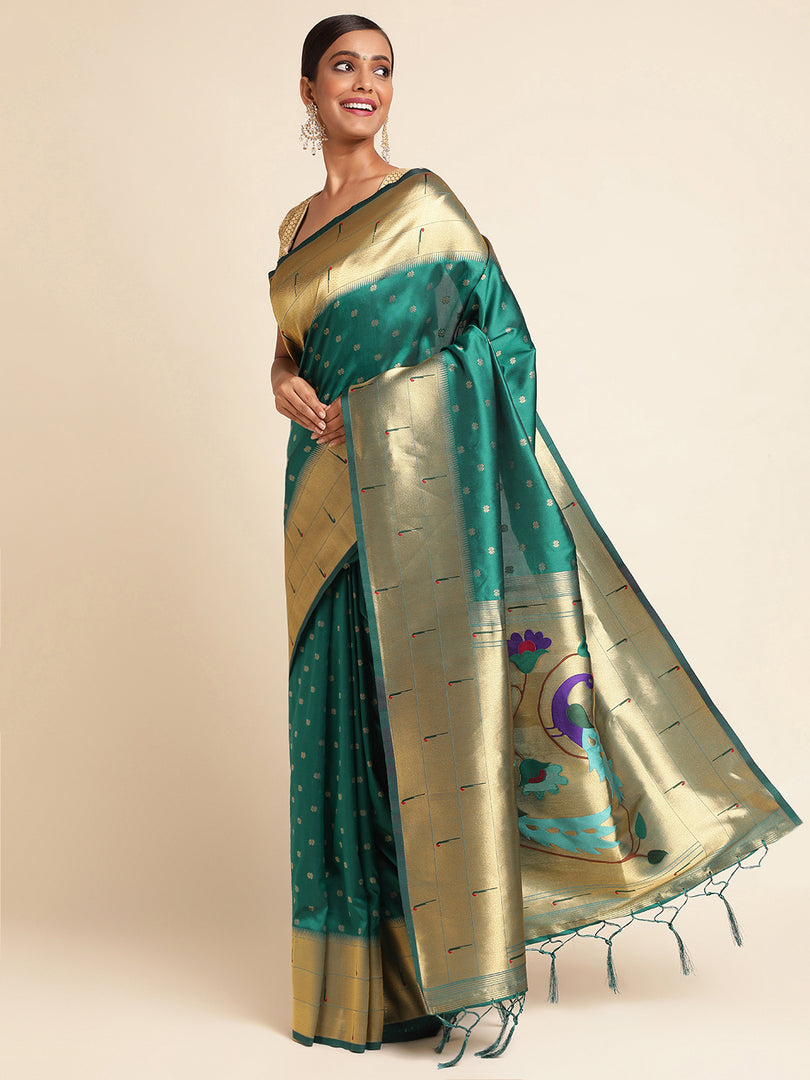 Green Color Banarasi Lichi Silk Saree (Tanvi-Green-sd_at)