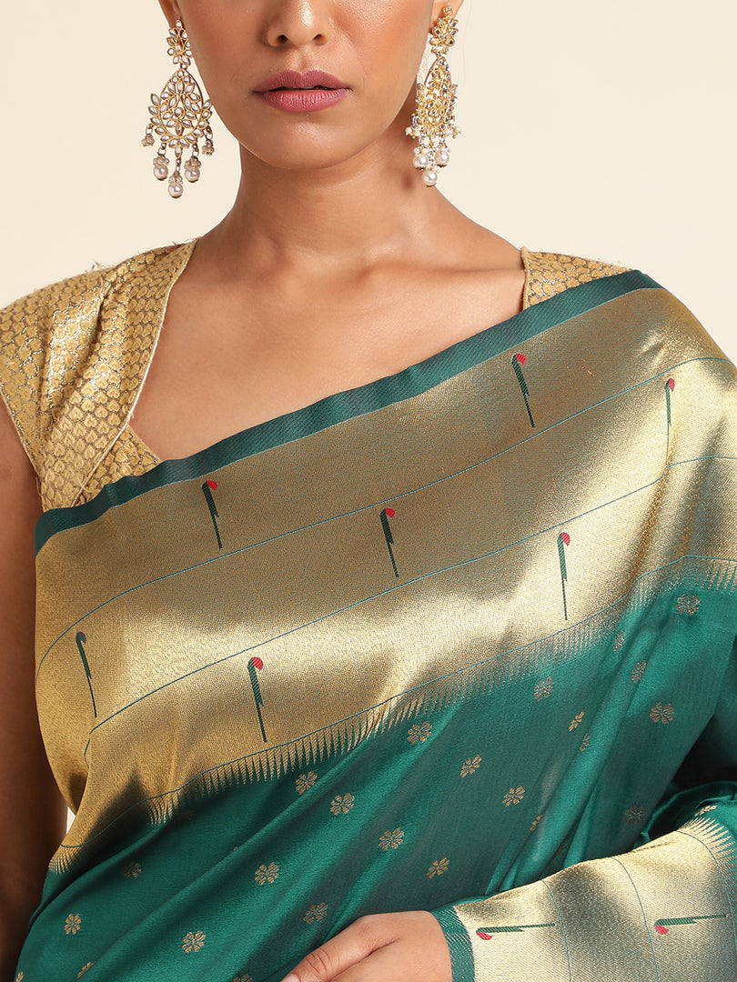 Green Color Banarasi Lichi Silk Saree (Tanvi-Green-sd_at)