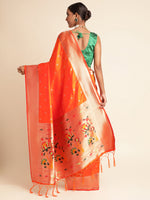 Load image into Gallery viewer, Orange Color Paithani Silk Saree Full Weaving Saree&nbsp; (Laabh-Orange-sd_at)
