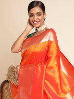 Load image into Gallery viewer, Orange Color Paithani Silk Saree Full Weaving Saree&nbsp; (Laabh-Orange-sd_at)
