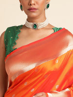 Load image into Gallery viewer, Orange Color Paithani Silk Saree Full Weaving Saree&nbsp; (Laabh-Orange-sd_at)
