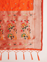 Load image into Gallery viewer, Orange Color Paithani Silk Saree Full Weaving Saree&nbsp; (Laabh-Orange-sd_at)
