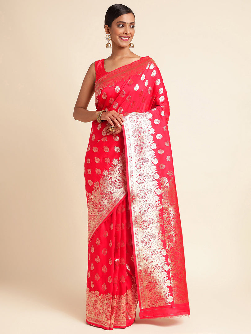 Gajri Color Banarasi Lichi Silk Saree (Mannat-Gajri-sd_at)