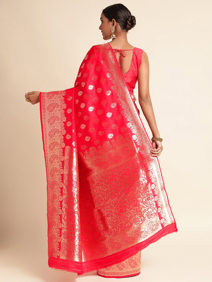 Gajri Color Banarasi Lichi Silk Saree (Mannat-Gajri-sd_at)