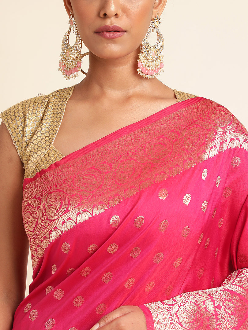 Gajri Color Banarasi Lichi Silk Saree (Vedika-Gajri-sd_at)