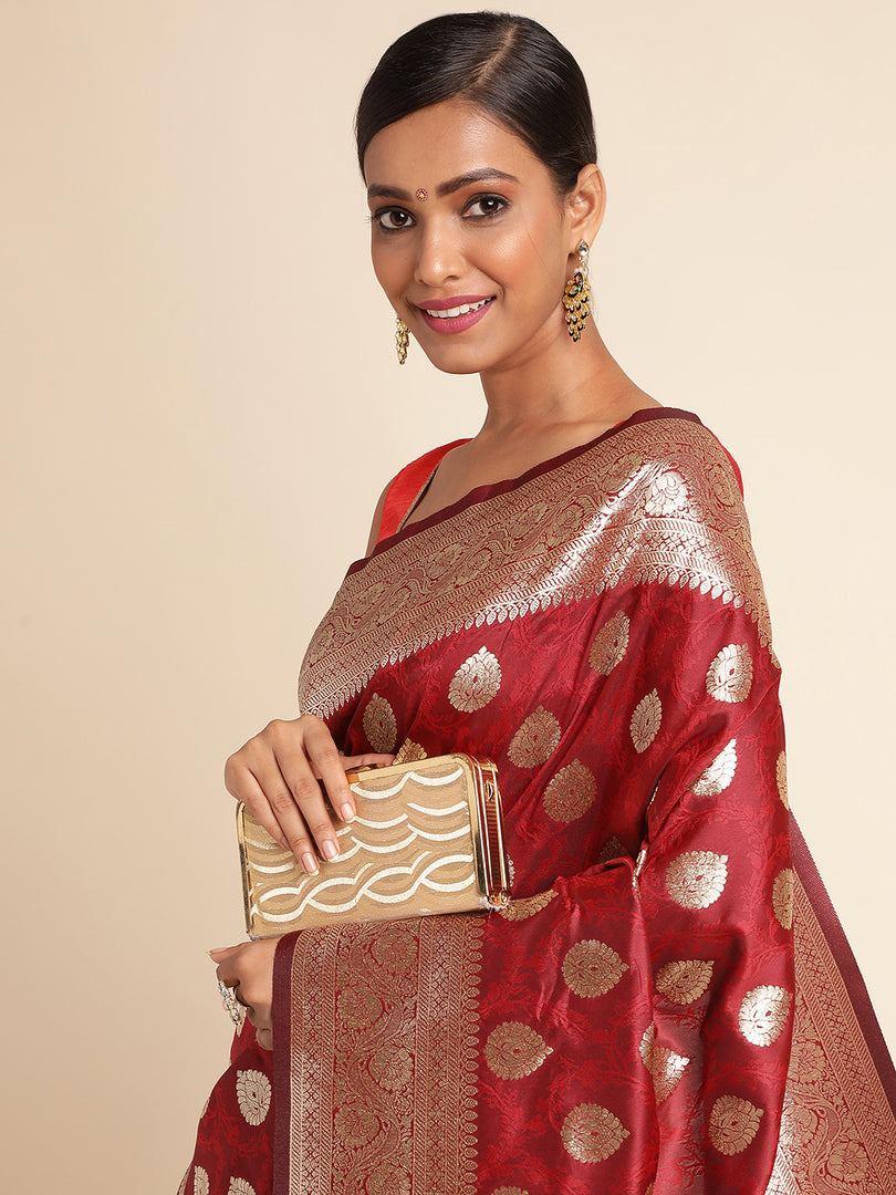 Maroon Color Banarasi Lichi Silk Saree (Bahurani-Maroon-sd_at)