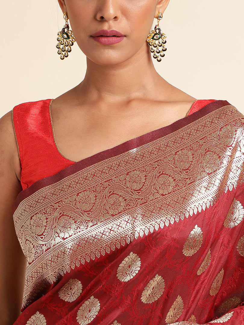 Maroon Color Banarasi Lichi Silk Saree (Bahurani-Maroon-sd_at)