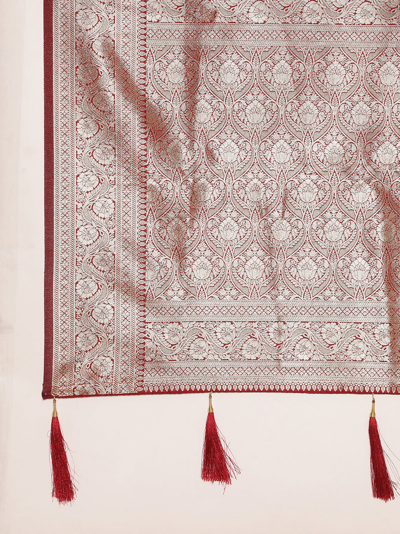 Maroon Color Banarasi Lichi Silk Saree (Bahurani-Maroon-sd_at)