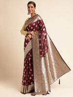 Load image into Gallery viewer, Wine Color Banarasi Lichi Silk Saree (Bahurani-Wine-sd_at)
