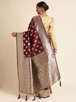 Load image into Gallery viewer, Wine Color Banarasi Lichi Silk Saree (Bahurani-Wine-sd_at)
