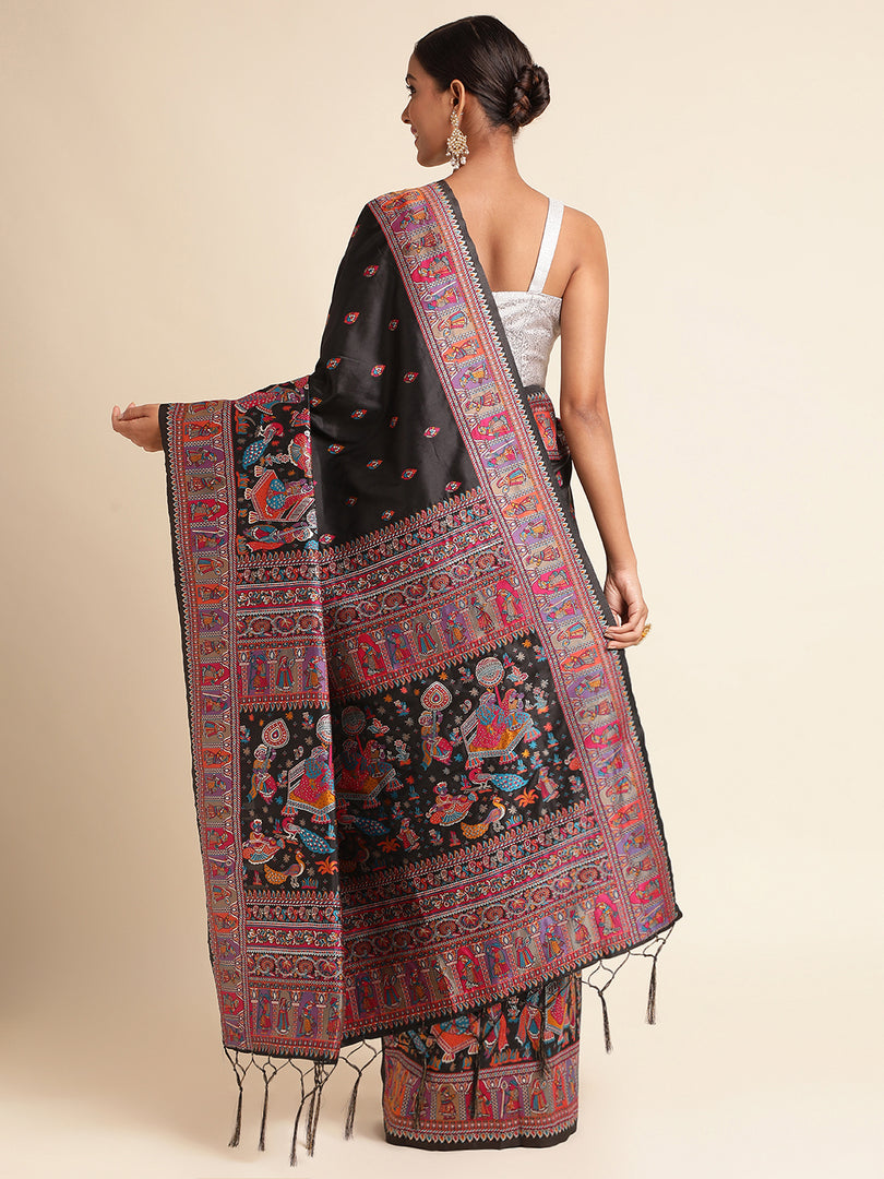 Black Color Silk Weaving (Pashmina-Black-sd_at)