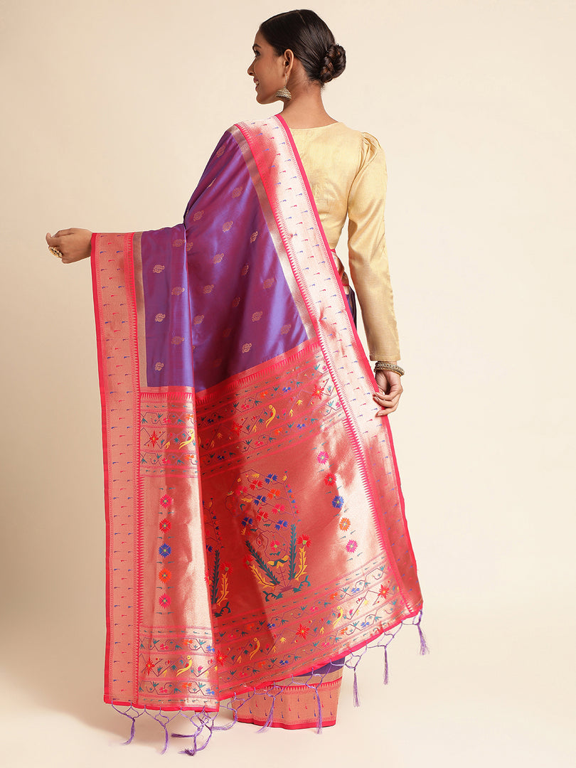 Purple Color Banarasi Soft Silk Handloom Weaving Silk Saree (Mayura-Purple-sd_at)