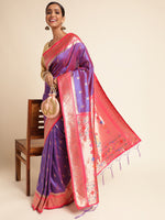 Load image into Gallery viewer, Purple Color Banarasi Soft Silk Handloom Weaving Silk Saree (Mayura-Purple-sd_at)
