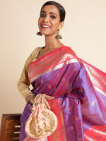 Load image into Gallery viewer, Purple Color Banarasi Soft Silk Handloom Weaving Silk Saree (Mayura-Purple-sd_at)
