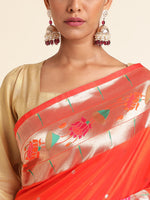 Load image into Gallery viewer, Orange Color Kanchipuram Paithani Saree (Leeza-Orange-sd_at)
