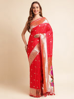 Load image into Gallery viewer, Red Color Kanchipuram Paithani Saree With Trending Zari Weaving Work (RRR-Red-sd_at)
