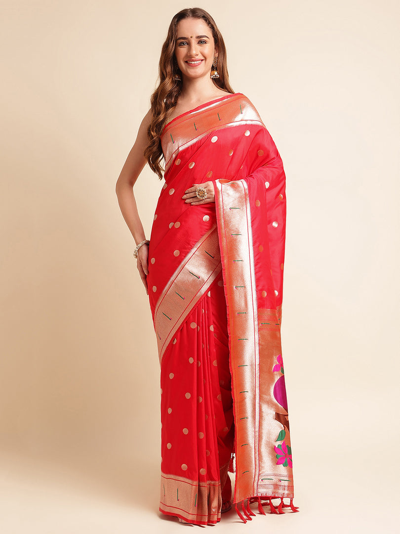 Red Color Kanchipuram Paithani Saree With Trending Zari Weaving Work (RRR-Red-sd_at)