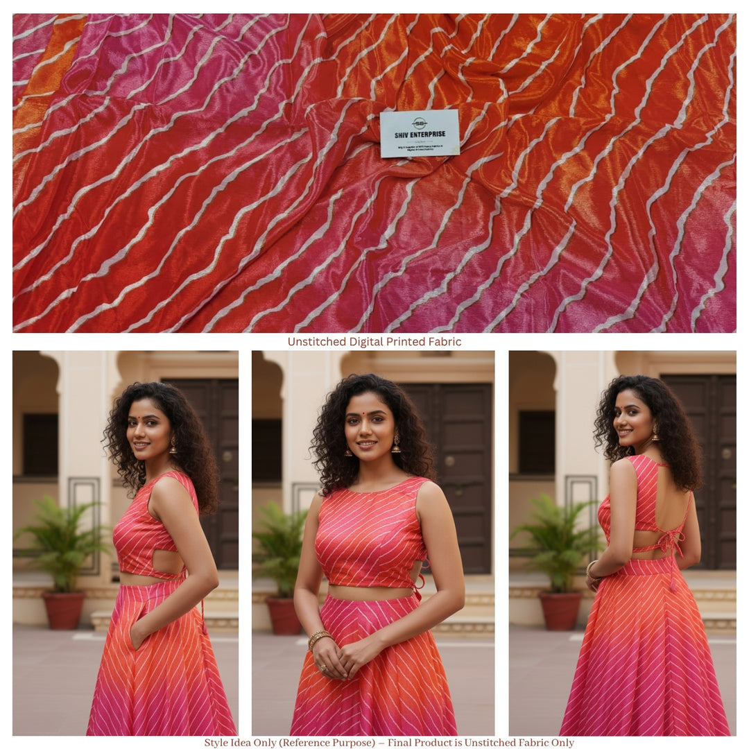 Premium Chinon Digital Printed Ombre Fabric – Designer Unstitched Fabric for Multiple Outfits-DC-001