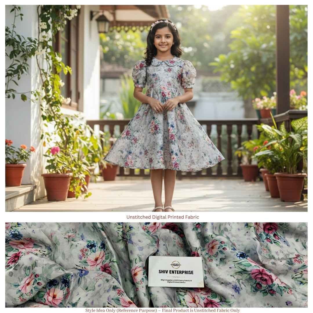 Sartin Georgette Digital Printed Floral Fabric | Premium Unstitched Material DC-006