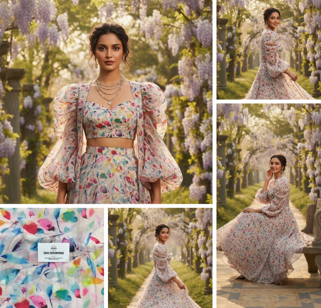 Digital Printed Premium Unstitched Fabric Material For All Designer OutFit-DC-024