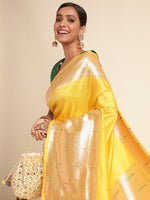 Load image into Gallery viewer, Yellow Color Kanchipuram Paithani Saree With Trending Zari Weaving Work (Pathan-Yellow-sd_at)
