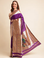 Load image into Gallery viewer, Purple Color Kanchipuram Paithani Saree With Trending Zari Weaving Work (Pathan-Purple-sd_at)
