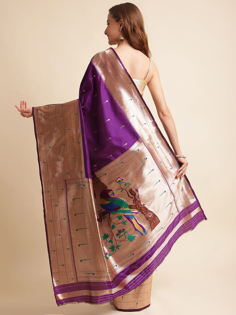 Purple Color Kanchipuram Paithani Saree With Trending Zari Weaving Work (Pathan-Purple-sd_at)