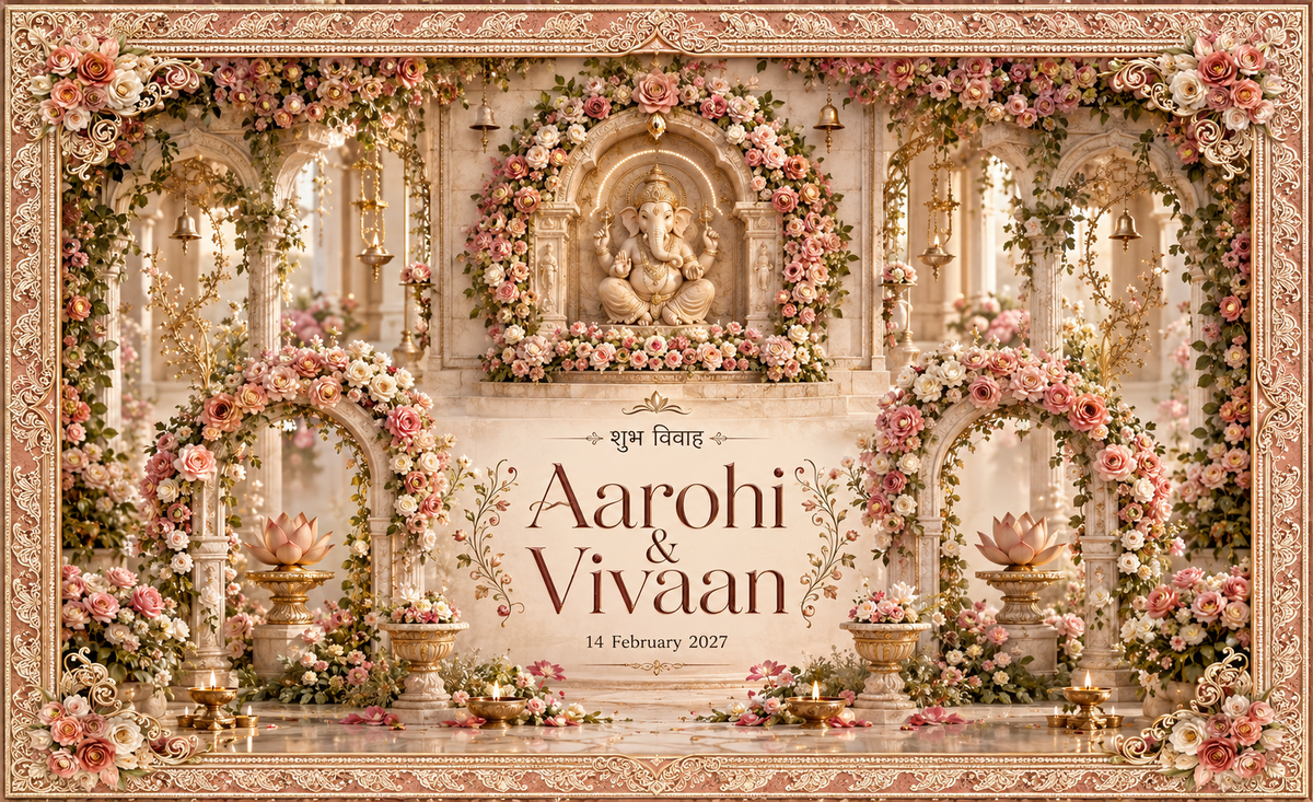 Ganesh Blush Rose Garden Pavilion personalized Antarpat