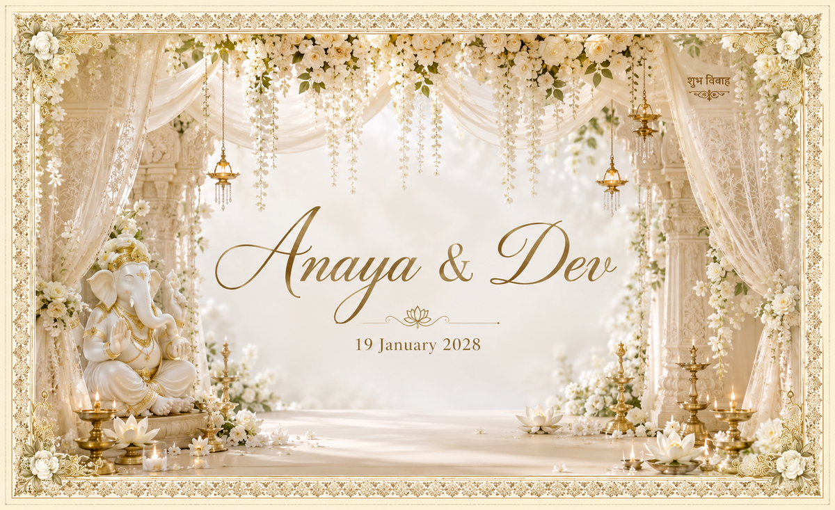 Ganesh Ivory Floral Mandap personalized Antarpat