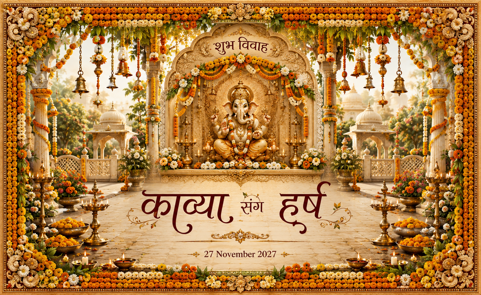Ganesh Marigold Garden Mandap personalized Antarpat