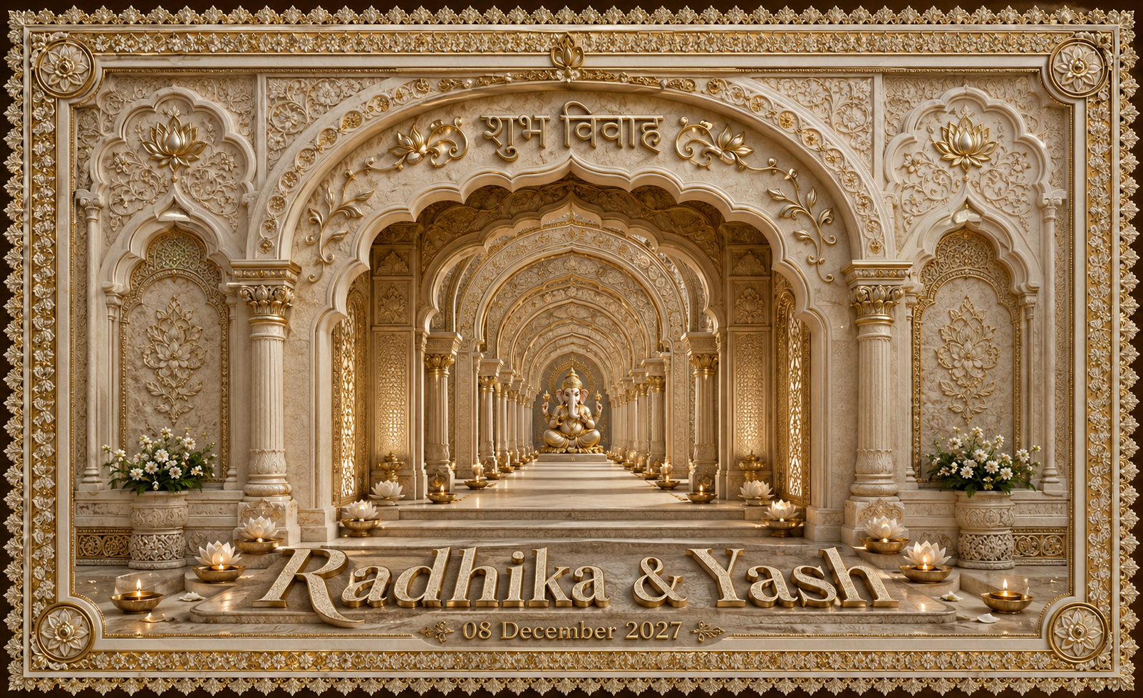 AP-001-17 Ivory Ganesh Heritage Corridor Personalized Antarpat