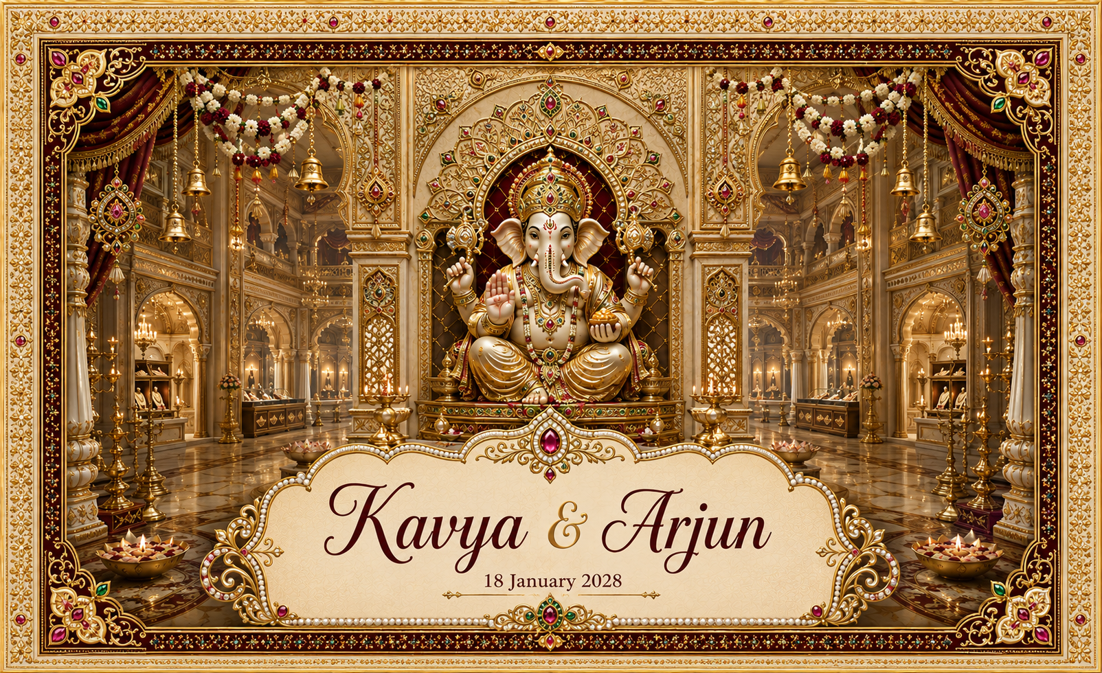 Ganesh Jeweled Temple Throne personalized Antarpat