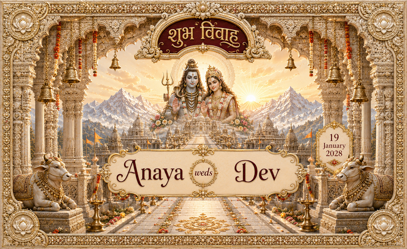 AP-002-14 Shiv Parvati Sunrise Temple Avenue Personalized Antarpat