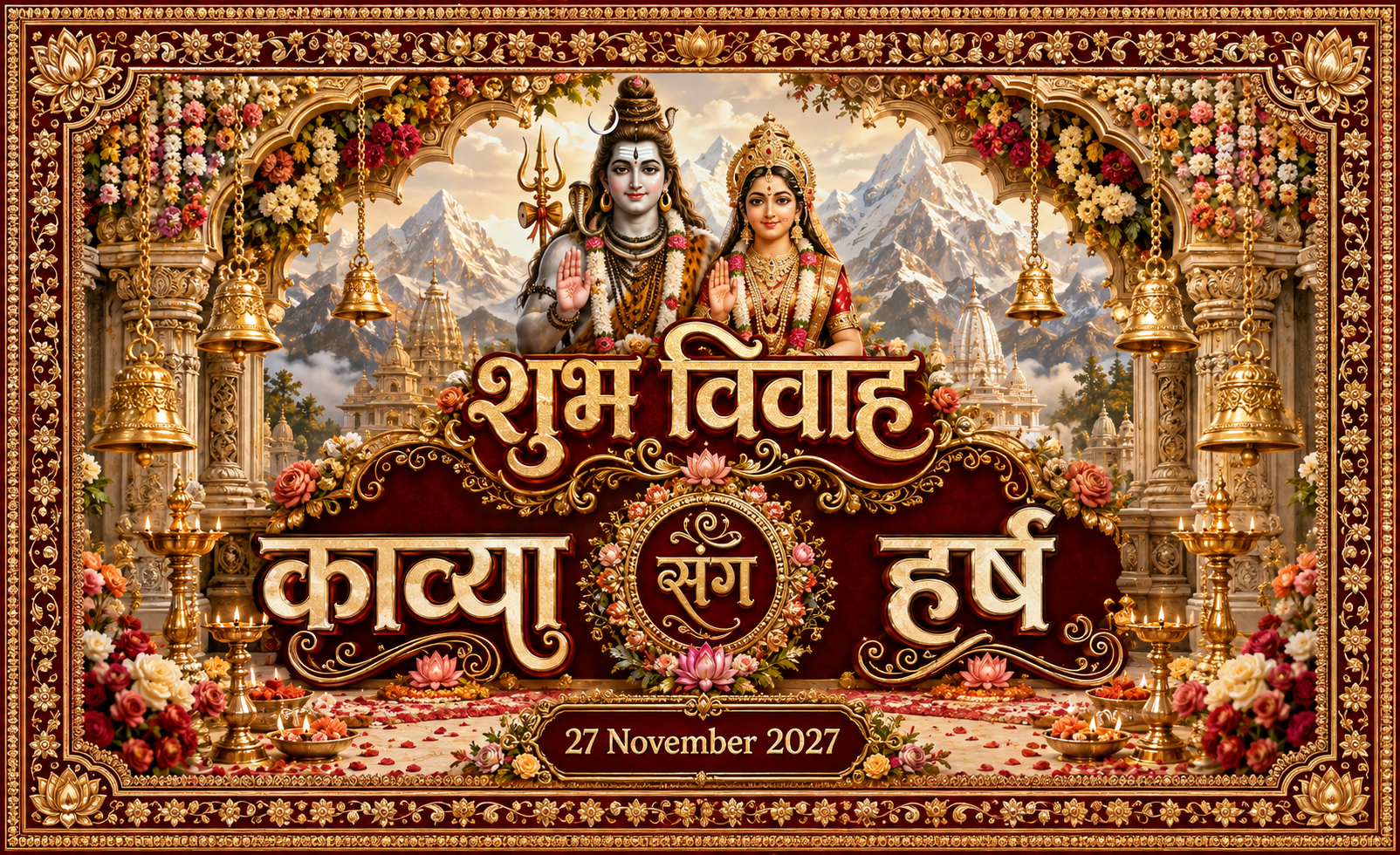 AP-002-16 Royal Floral Shiv Parvati Vivah Darbar Personalized Antarpat