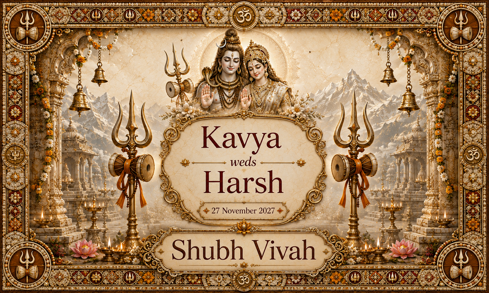 AP-002-7 Shiv Parvati Trishul Damru Kailash Mandap Personalized Antarpat