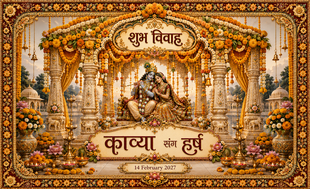 AP-003-16 Radha Krishna Marigold Wedding Pavilion Personalized Antarpat