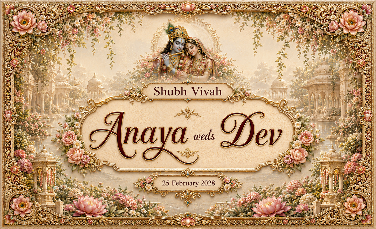 AP-003-5 Radha Krishna Blush Floral Garden Personalized Antarpat