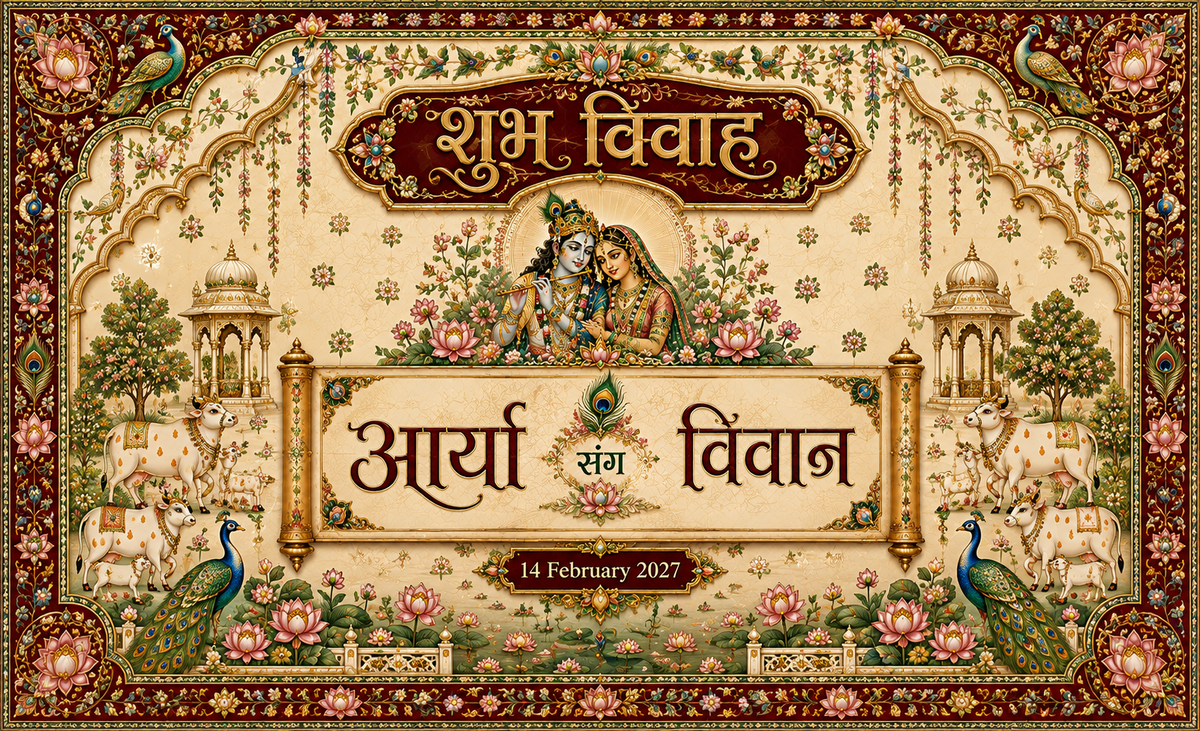 AP-003-6 Radha Krishna Peacock Vrindavan Garden Personalized Antarpat