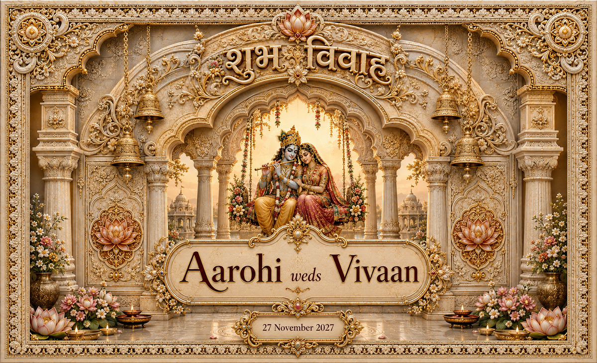 AP-003-7 Ivory Radha Krishna Temple Jhula Personalized Antarpat