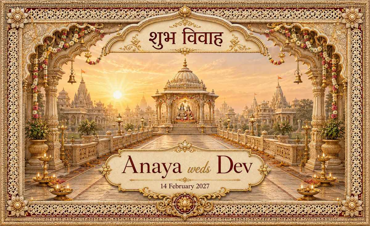 AP-004-11 Ram Sita Sunrise Temple Courtyard Personalized Antarpat