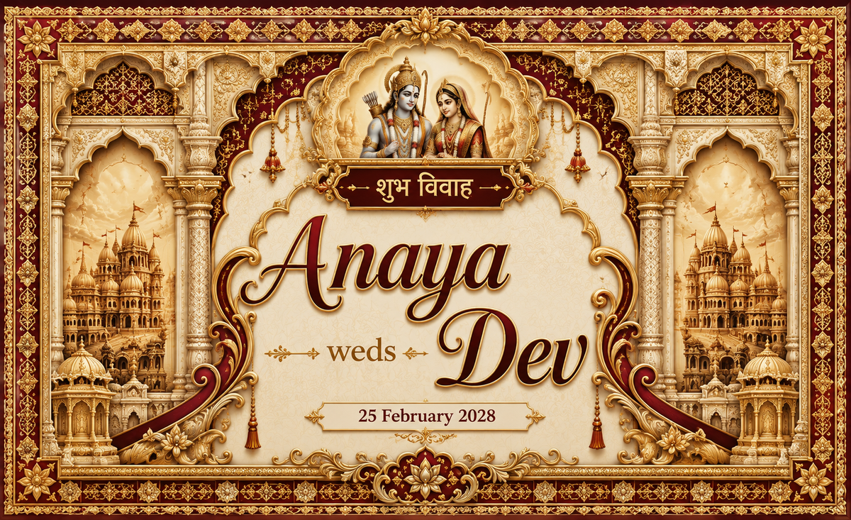 AP-004-5 Ram Sita Royal Temple Arch Personalized Antarpat