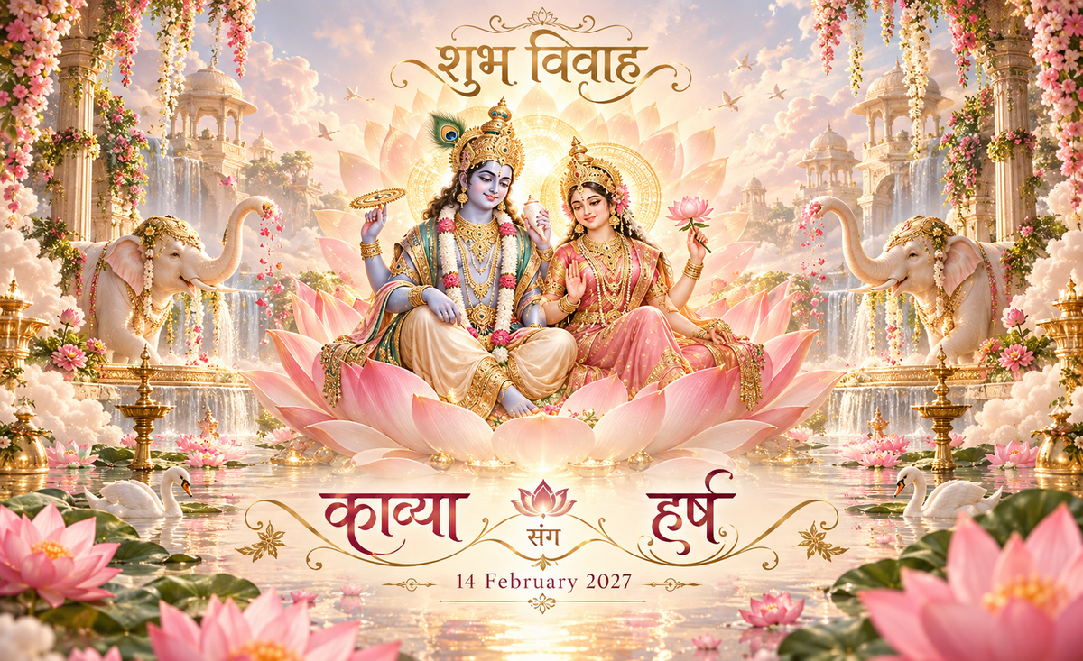 Lakshmi Narayan pink lotus personalized wedding Antarpat