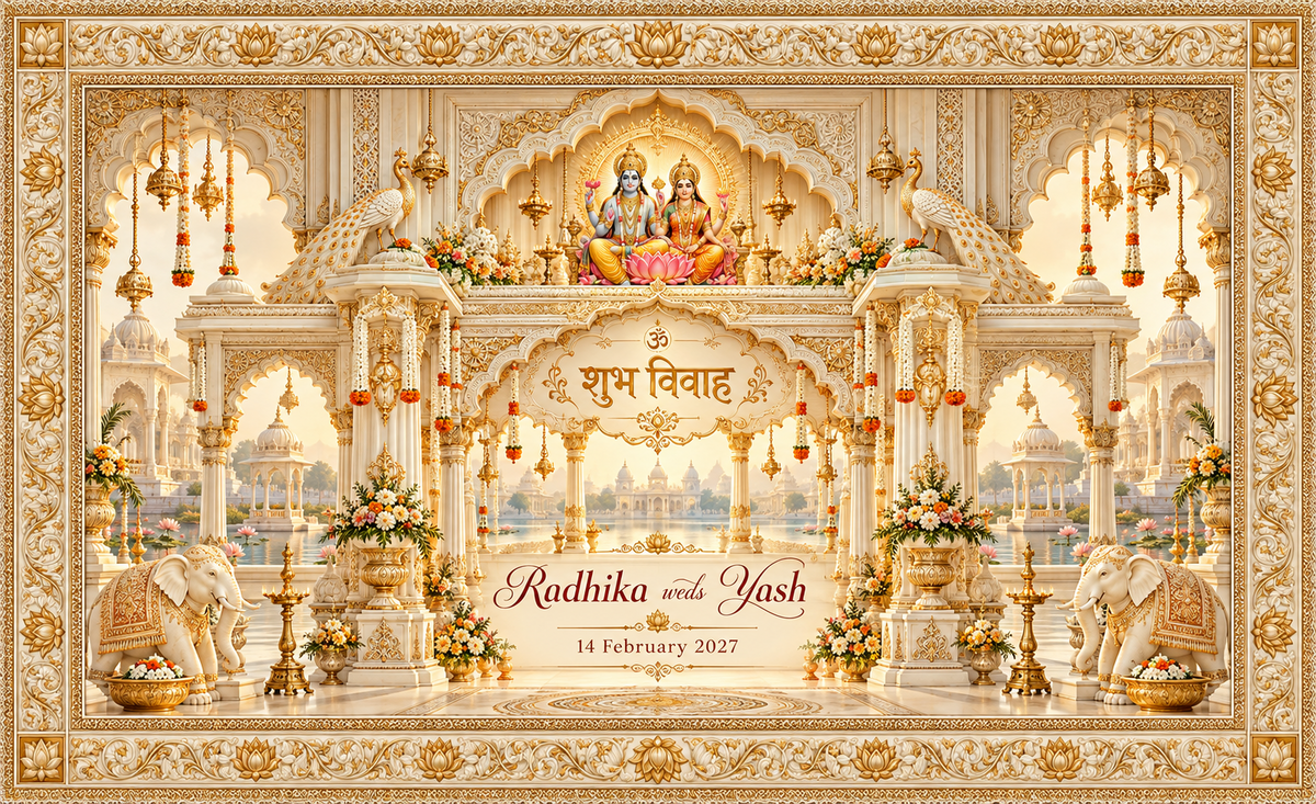AP-005-6 Lakshmi Narayan ivory royal mandap personalized wedding Antrapat
