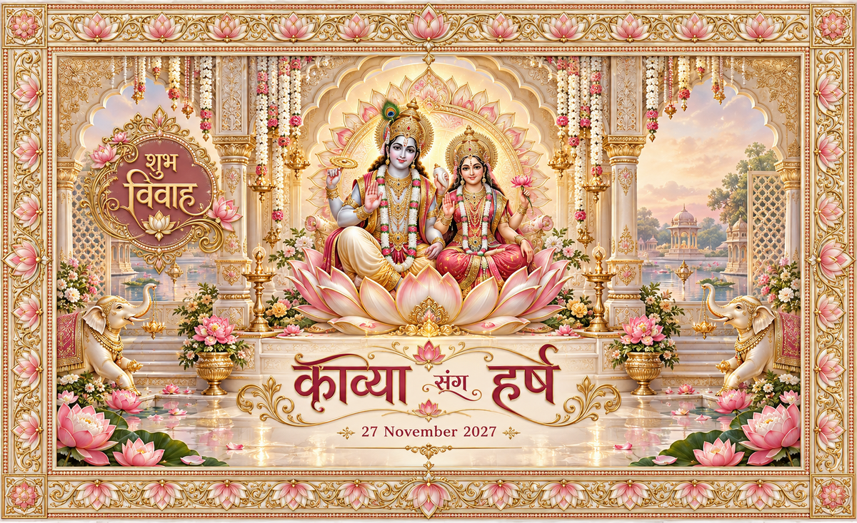 AP-005-7 Lakshmi Narayan pink lotus personalized wedding Antrapat