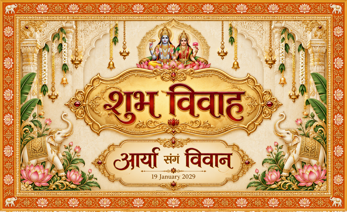 AP-005-9 Lakshmi Narayan orange gold personalized wedding Antarpat