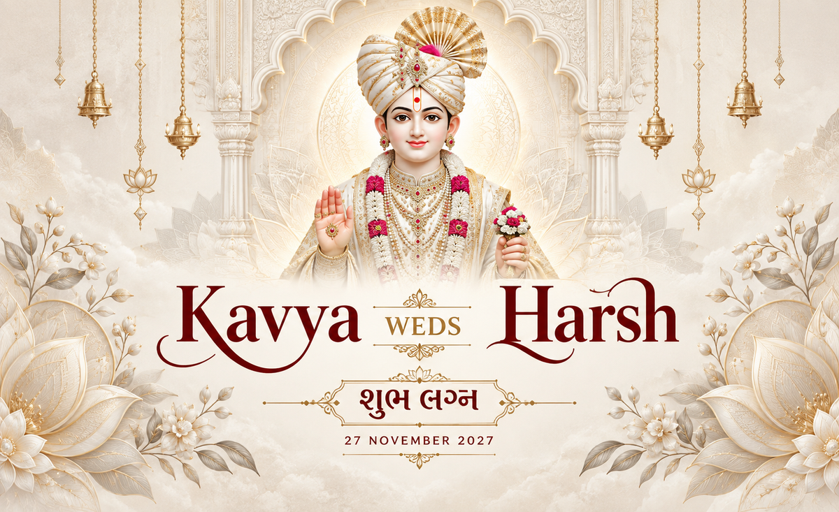 Swaminarayan Minimal Ivory White Lotus Personalized Wedding Antarpat | AP-006-12
