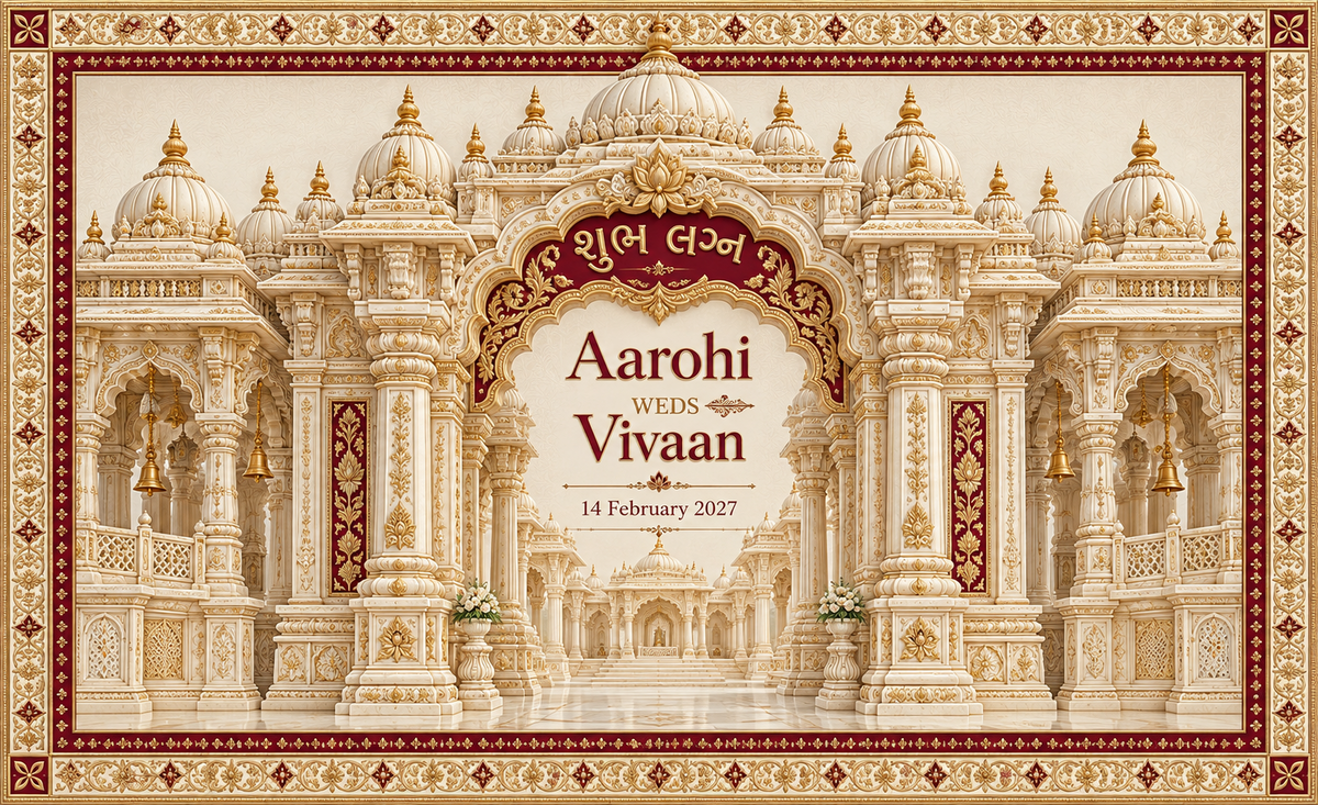 Swaminarayan temple personalized wedding antarpat AP-006-13