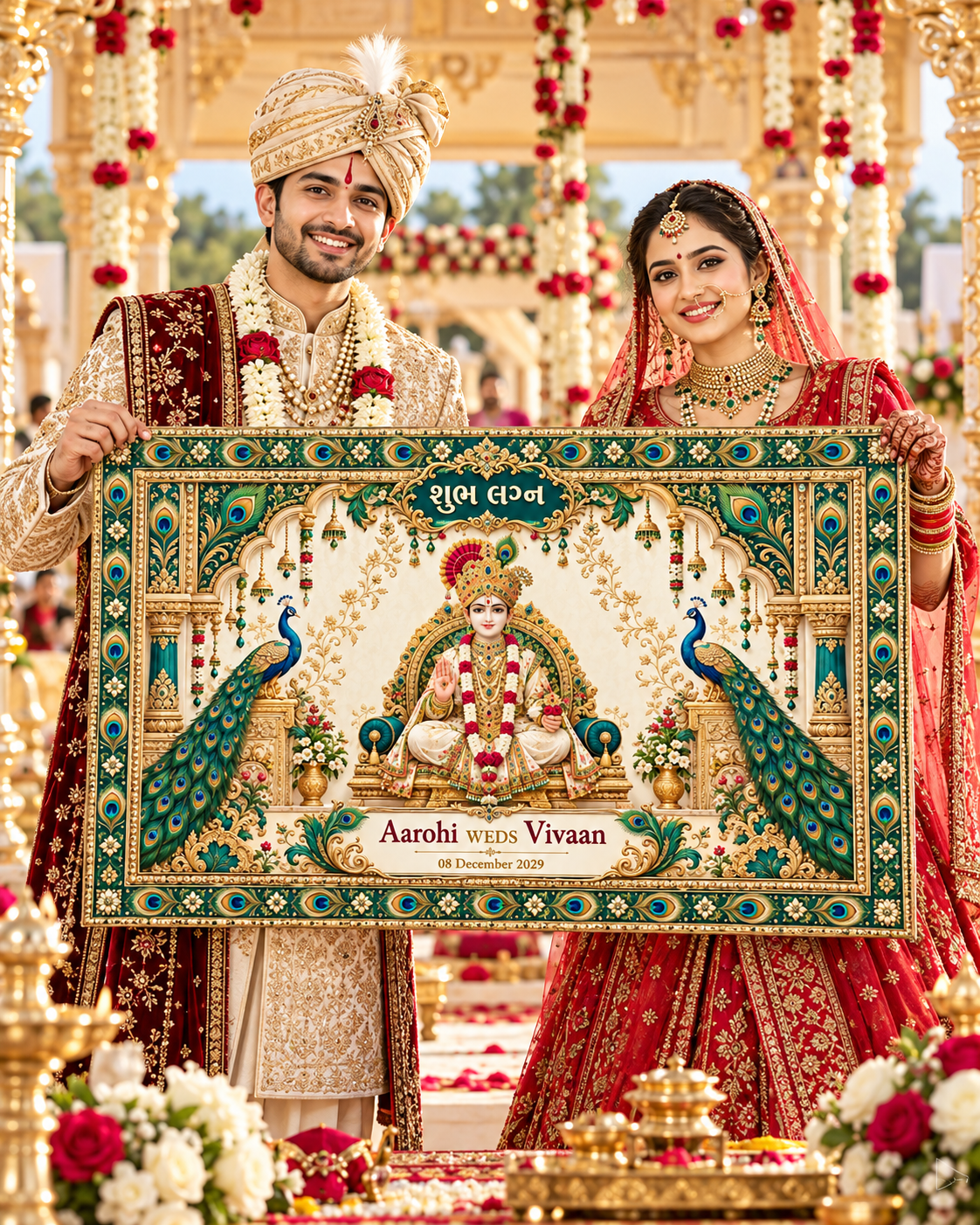 Swaminarayan peacock royal Antarpat wedding use view AP-006-3